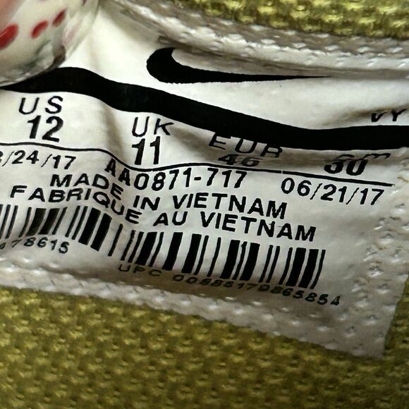 Supreme x Nike Air Force 2 Yellow Sneakers Shoes Men\'s Size 12 AA0871-717